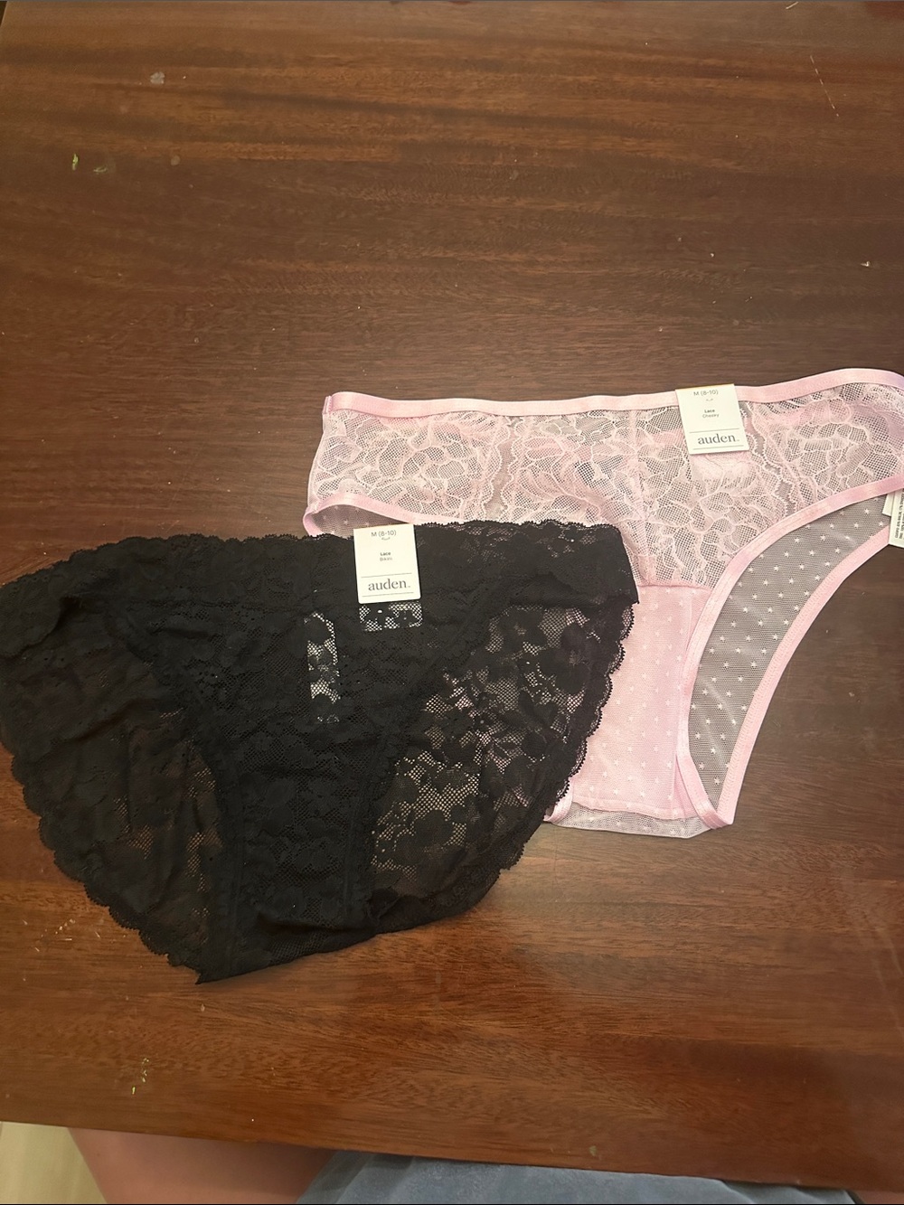 Auden Lace Bikini Panty Duo in Black and Light Pink